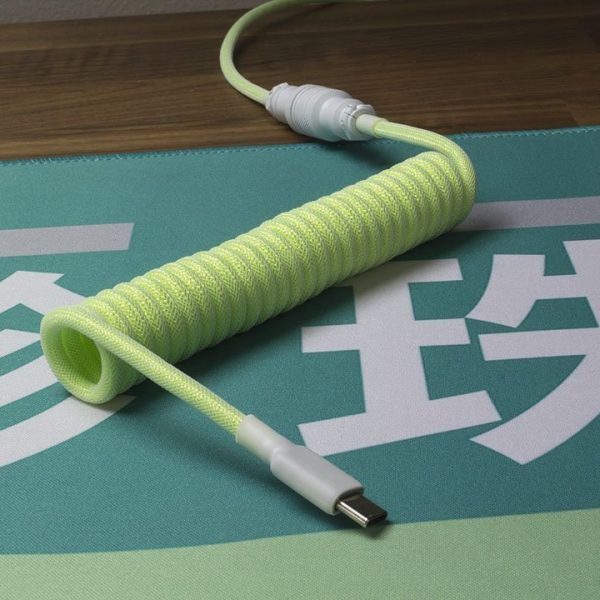 Tez Cables Enthusiast Series Coiled Aviator Cable (Lime Green/White)